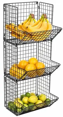 3-Tier Fruit Stand Wall Mount Kitchen Storage Multipurpose Foldable Organizer • $39.99