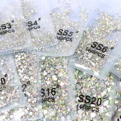 1440pcs Crystal AB Rhinestones FlatBack Glitter Diamond Gems 3D Nail Art Decor • $4.98