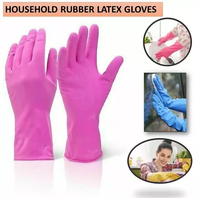 Strong Household Rubber Gloves Long Sleeve Washing Up Cleaning Gloves Kitchen • £29.99