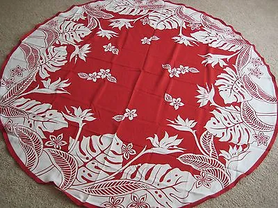$26.99 • Buy Hawaiian Tropical Flora Fabric Tablecloth 70  Round Red, Sage Colorful Kalama