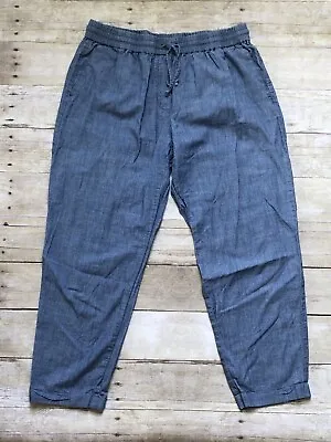 J Crew Pants Womens Size 10 Blue Chambray Ankle Trouser Drawstring • $19.99