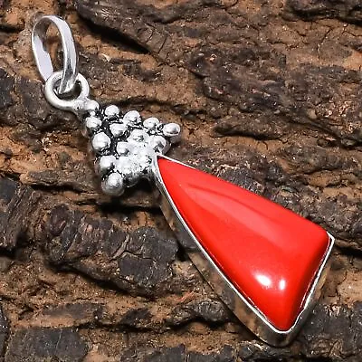 Italian Red Coral Gemstone 925 Sterling Silver Jewelry Pendant 2.09  • $13.05