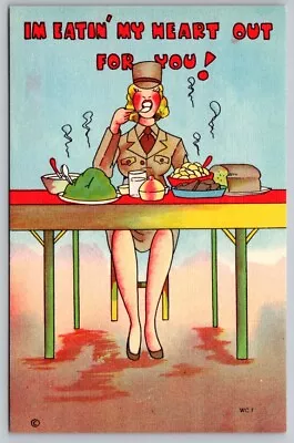 Comic Postcard Halverson Beals WC-7 WAC Soldier Eating Lots Of Food • $6.76