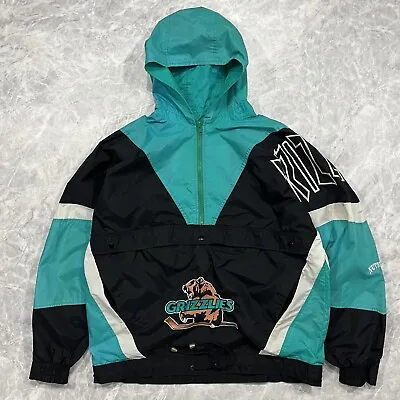 VTG 90s NBA VANCOUVER GRIZZLIES NUTMEG PULLOVER JACKET SIZE L • $96