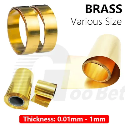Brass Metal Sheet Foil Plate Strip Roll Band Thickness 0.01mm - 1mm Various Size • $2.59