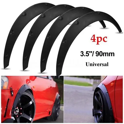 4Pcs 3.5 /90mm Universal Flexible Car Fender Flares Extra Wide Body Wheel Arches • $45.99