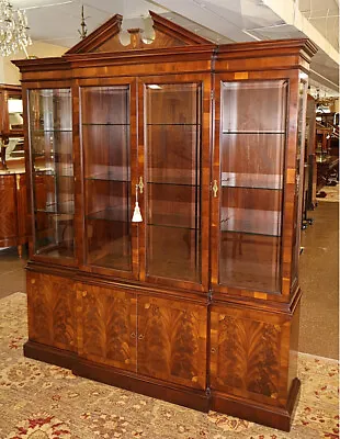 Hekman Federal Style Mahogany Bookcase Cabinet Breakfront • $2950