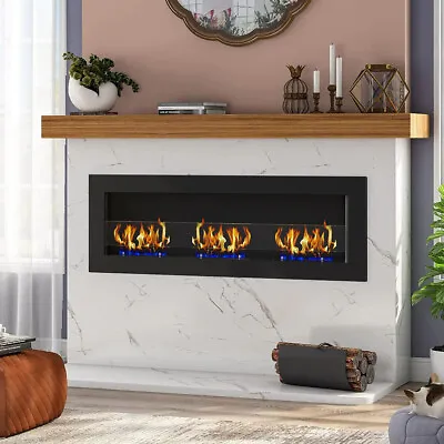 Flush Mount Wide 47'' In Wall Fireplace Bio Ethanol Fire Real Fire Burner Stove • £169.95