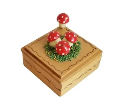 Vintage Mushrooms Wood Trinket Box Made In Italy Red With White Polka Dots • $8.98