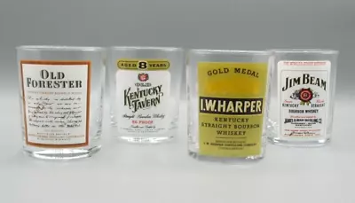 4 Bourbon Whiskey Glasses * Jim Beam * Old Kentucky * Old Forester * I.W. Harper • $32.02