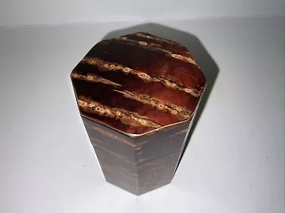 Vintage Cherry Wood &Bark Japanese Tea Caddy-hexagonal With Scoop • £30