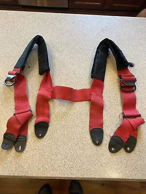 $55 • Buy Firefighter Suspenders Red Parachute Padded Turnout Pants Globe H Style READ
