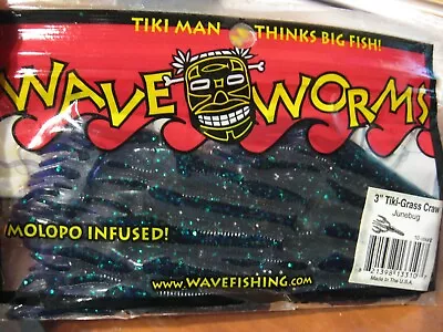 $2.04 • Buy Wave Worms 3  Tiki Grass Craw Soft Plastic Bait Fishing Lure / Junebug June Bug