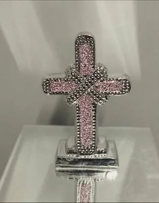 £19.99 • Buy Luxury Pink Crushed Diamond CROSS Christian Symbol Sparkle Ornament Bling GIFT