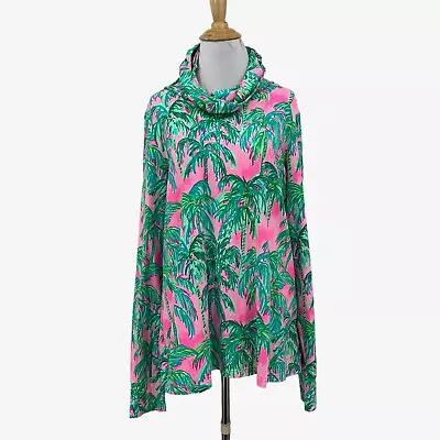 Lilly Pulitzer Top Womens L Large Blossom Lilshield Botanical Cowlneck UPF 50 • $49.94