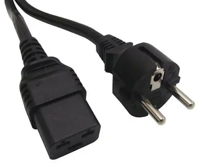 Mains Power Lead CEE 7/7 To IEC C19 250V AC 16A 2m Black - GW-151613 • £15.99