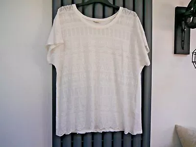 Bnwot New M&S Indigo Collection Soft White Embroidered Top T.shirt Size 18 • £9.99