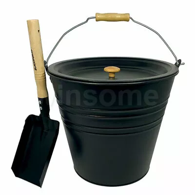 £5.99 • Buy Metal Ash Bucket Fireside Storage Coal Bin Scuttle With Lid Fire Log 12 Litre
