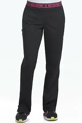 Med Couture Scrubs Yoga 2 Cargo Pocket Scrub Pants MC7739 BLK Black Free Ship • $35.99