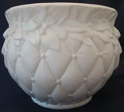 Lg JARDINIERE FLOWER POT PLANTER! Vintage McCOY ART Pottery WHITE QUILTED Lovely • $85