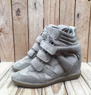 Isabel Marant Gray Suede  Bekett Wedge Sneaker Sz 39 US 9 UK 6 • $145