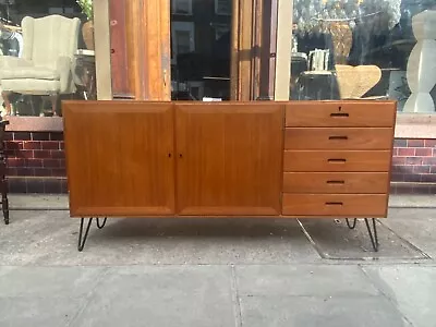 Vintage Mid Century Danish Teak Sideboard By Poul Hundevad On Hairpin Legs • £650