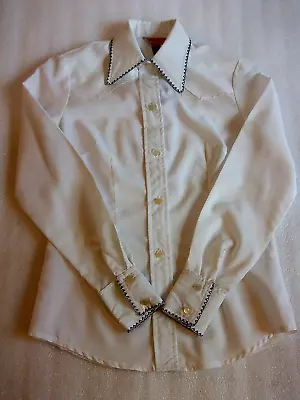 Vintage H Bar C Calif Ranch Wear Women Western Shirt White Knitted Collar &Cuffs • $15