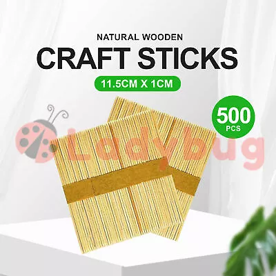 WOODEN CRAFT STICKS PADDLE POP POPSICLE NATURAL 11.4cm • $1.53