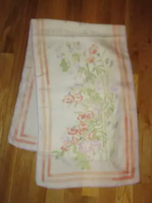 Vintage Vera Orange Purple Green Floral 100% Silk Oblong Scarf 42  • $15.99