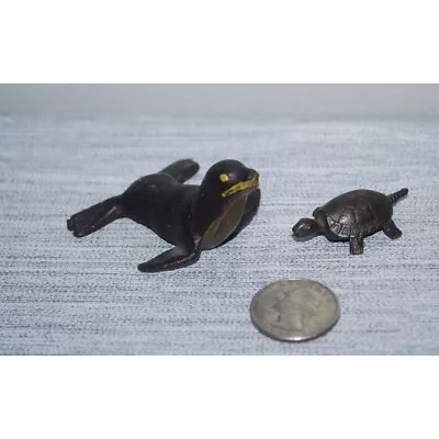 Vintage Cast Iron Metal Seal And Turtle Miniature Figures OLD • $16.99