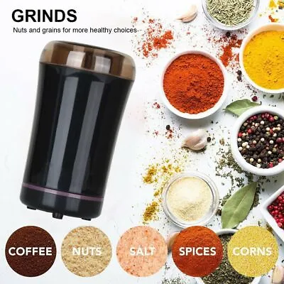 UK Electric Coffee Grinder Grinding Mill Nut Bean Spice Matte Blade Blender • £14.79