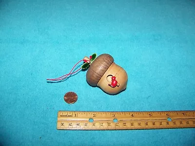 Acorn & Mini Bird Christmas Ornament / Handcrafted Wood Ornament • $10.25