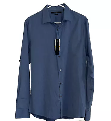 NWT Perry Ellis-Blue ButtonLong Sleeve Shirt Size M Slim (￼button Up Sleeve) • $20