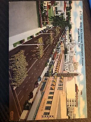 Miami Beach Florida Postcard  Army Air Forces On Washington Ave.  WWII Linen • $9.99