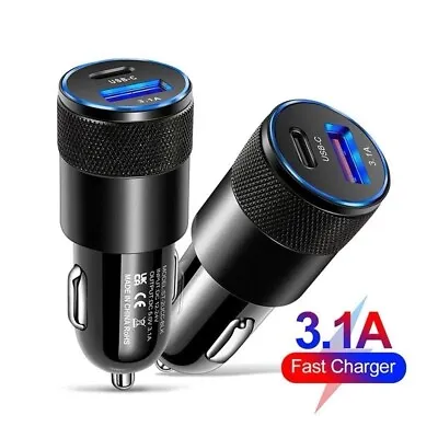 Fast Car Charger - Type C PD + USB Power Adapter For IPhone Android & Tablets • £3.95