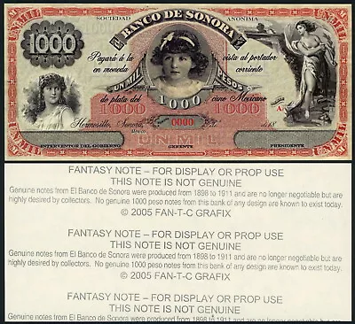 MEXICO - Banco De Sonora 1000 Pesos Fantasy Banknote/Artist Concept Topless Lady • $8.99