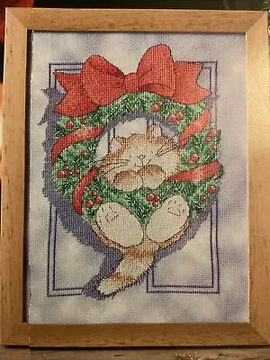 Margaret Sherry Cat And Holly Wreath Christmas Cross Stitch Chart • £1.99