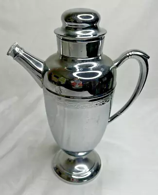 Vintage Art Deco Stainless Chrome Cocktail Martini Shaker Screw Spout Closure • $15.41