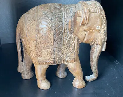 Vintage Hand Carved Wooden Elephant Statue Figurine. Made In Asia • $16