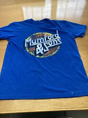 Unisex Large Next Level Blue 2016 Mumford & Sons Distressed Graphic Band T Shirt • $13.98