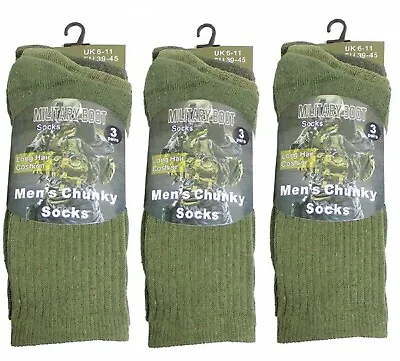 3 Pairs Of Men's Army Socks Winter Thermal Long Military Boot Sock Size 6-11 • £6.99