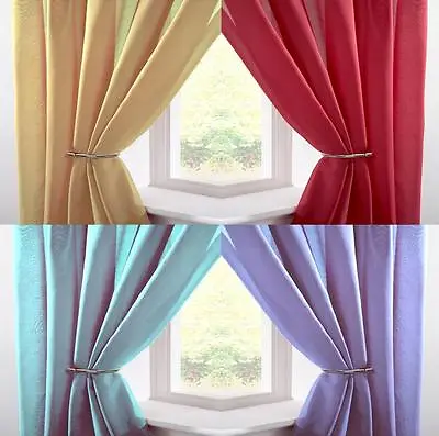 Clearance Voile Curtain Panels Plain Floral Striped Curtains Many Sizes & Colour • £11.99