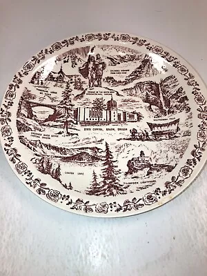 Vernon Kilns State Capital Souvenir Salem Oregon Dark Red 10.25  Plate • $21.70