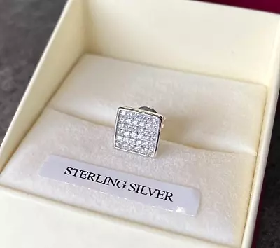 Single 925 STERLING SILVER 9mm Square Diamond-Unique Stud Earring Men's Women's • £11.99