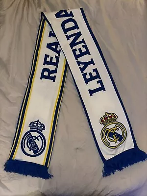 Real Madrid Team Fringed Scarf Leyenda Blanco White Blue  • $9.99