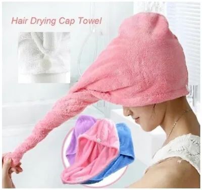 £5.49 • Buy 100% Cotton Hair Towel Head Wrap Easy Quick Drying Turban Swim Shower Bath Spa