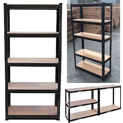 5 Tier Shelves Metal Muscle Rack Adjustable Steel Storage Garage Unit Heavy Duty • $48.40