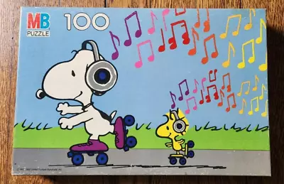 Peanuts Snoopy Woodstock Roller Skating 100 Pc Jigsaw Puzzle 1982 Milton Bradley • $9.99