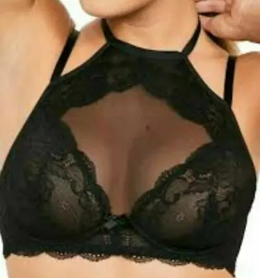 £6.99 • Buy Figleaves Size 32B Alexa Halter Band Underwired Bra Sexy Black