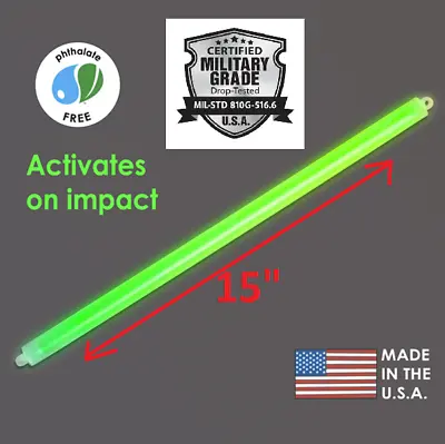 15  Inch Long Cyalume Military Grade Light Stick Green 12 HR Prepper Glow Stick! • $12.99